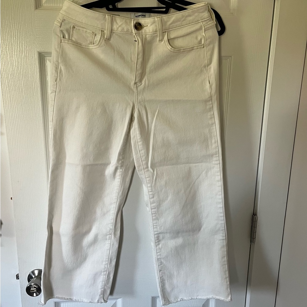 Women's Sonoma Wide Leg Crop Jean - white - Size 6